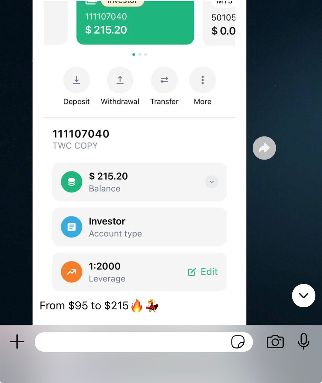 Member account screenshot